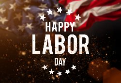 \"Labor Day\" with patriotic background